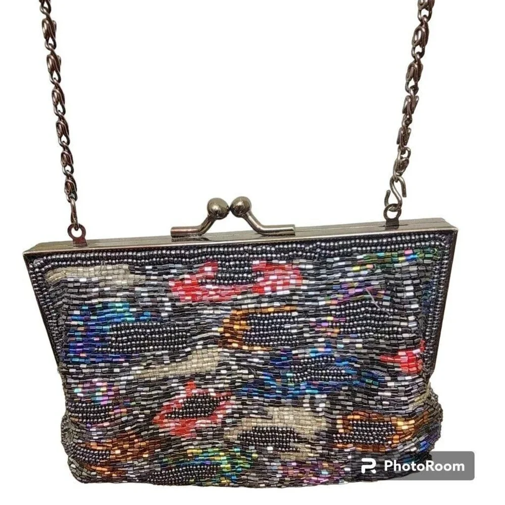 Jessica McClintock Vintage Satin Beaded Purse
